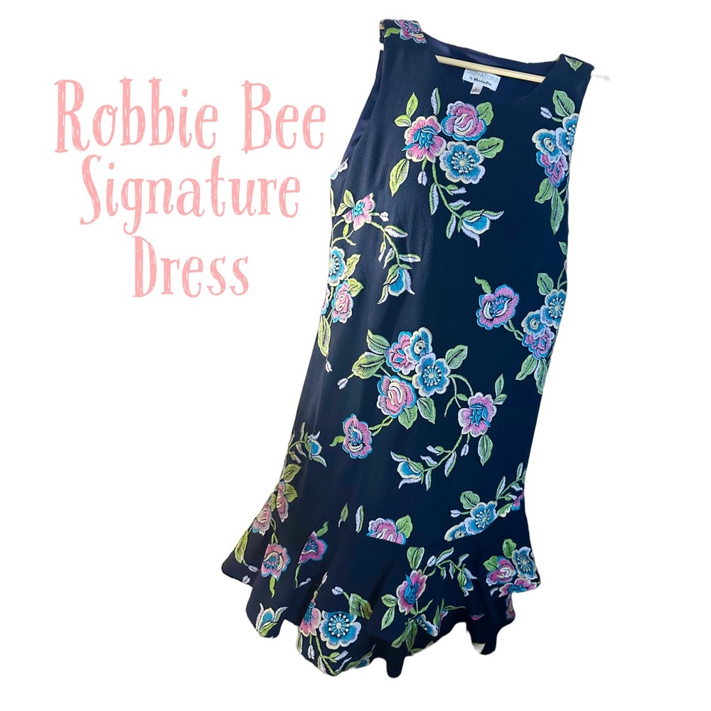 Robbie Bee - Navy Pink Dress - Large - NWT